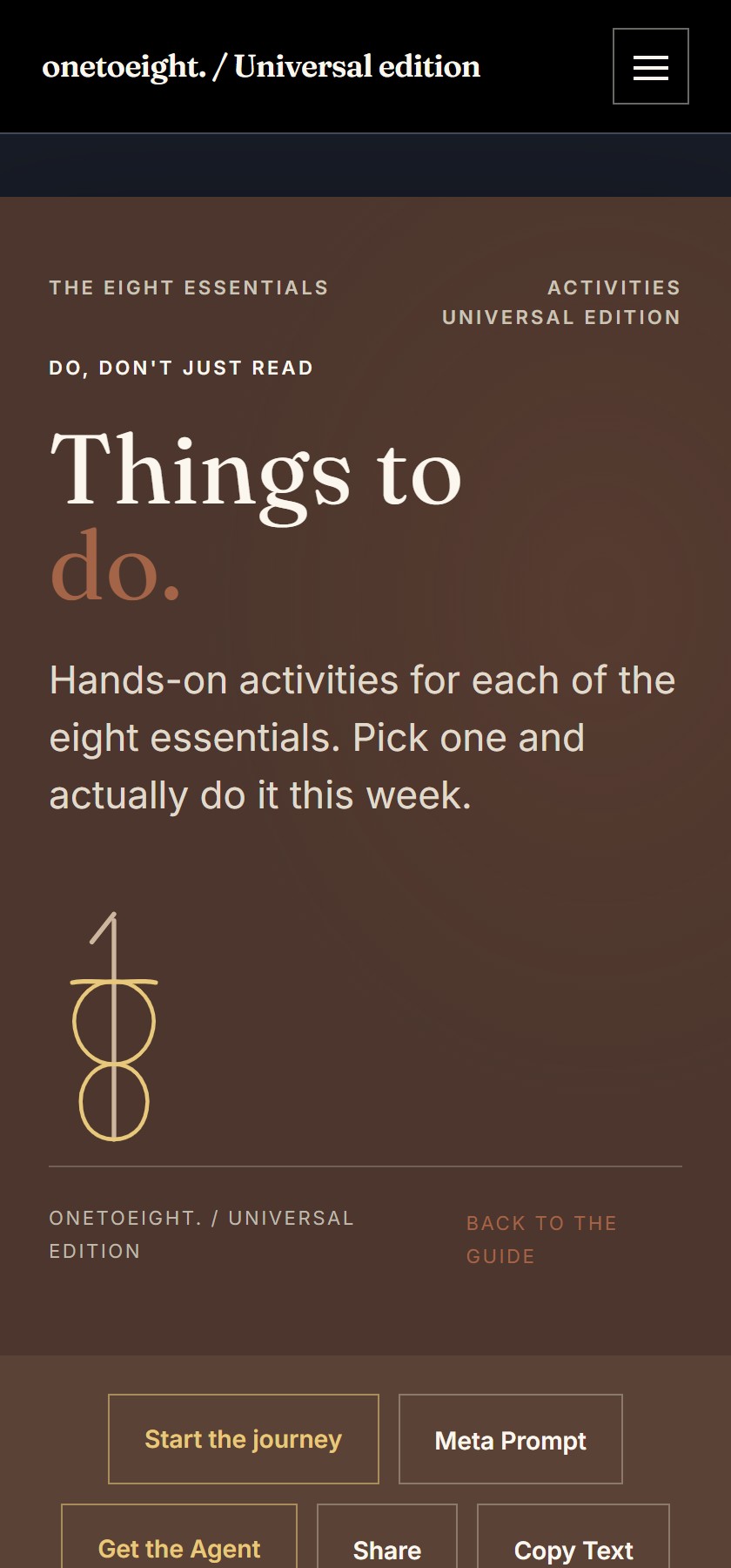 The activities page from the guide.