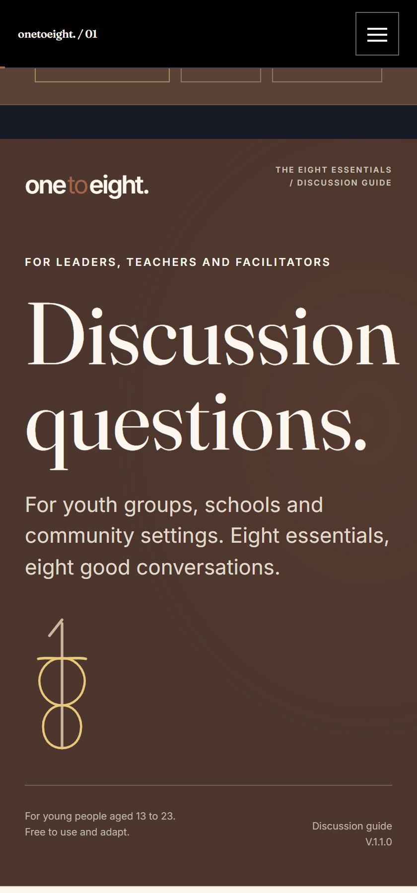 The discussion questions page from the guide.